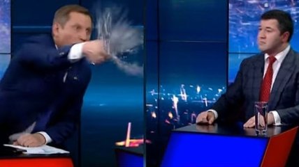 Депутат облил водой Насирова в прямом эфире: видео