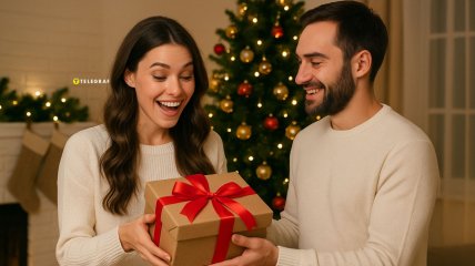 Хлопець дарує дівчині подарунок