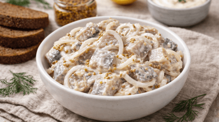 Сельдь с майонезом и горчицей