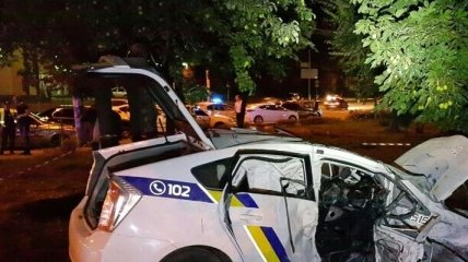 В Киеве иномарка протаранила патрульный автомобиль