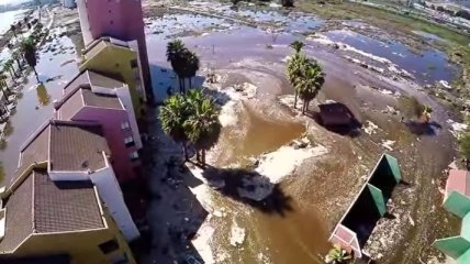 БПЛА зафиксировал последствия землетрясения и цунами в Чили (Видео)