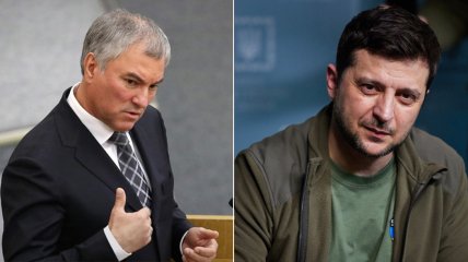 Спікер Держдуми росії В’ячеслав Володін та президент України Володимир Зеленський