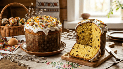 Паска с кардамоном, миндалем и цукатами