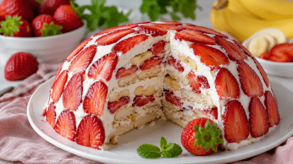 Торт с клубникой и бананом
