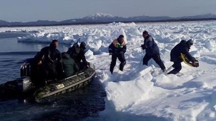 На Сахалине с оторвавшейся льдины спасли более 200 рыбаков
