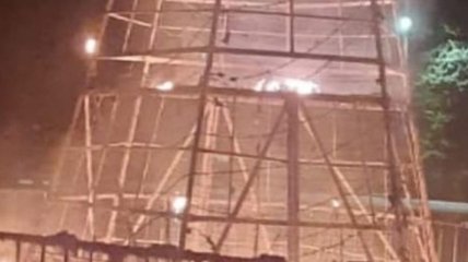 В Чаплинке дотла сгорела главная елка города: горожане подозревают поджог (видео)
