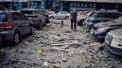 Последствия падения обломков в Киеве