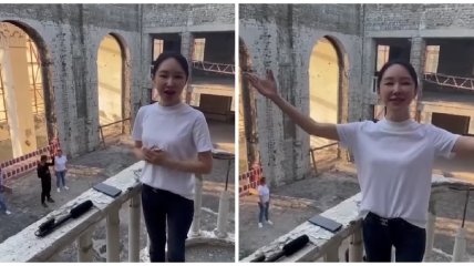 Оперная певица Ван-Фан из Китая спела "Катюшу" в Мариуполе
