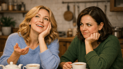 Женщина рассказывает что-то подруге