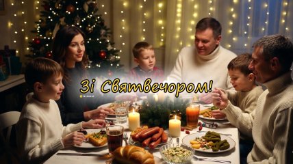 В праздник Святвечера семьи собираются за праздничным столом