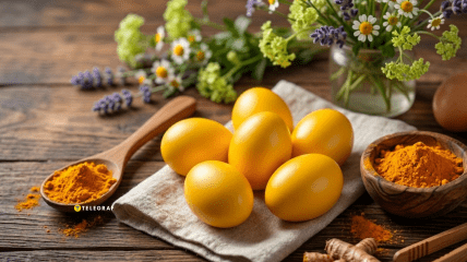 Яйца можно красить с помощью куркумы