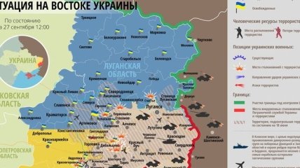 Карта АТО на востоке Украины (27 сентября)