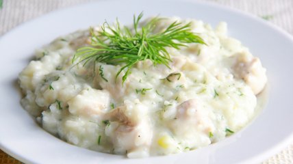 Ризотто с курицей и сливками