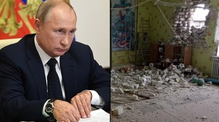 Президент РФ Владимир Путин и последствия обстрела на Донбассе 17 февраля