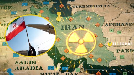 Карта, флаг Ирана, ракета