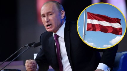 Владимир Путин и флаг Латвии