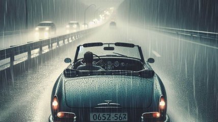 Авто їде під дощем