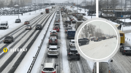 Затори в Києві через снігопад