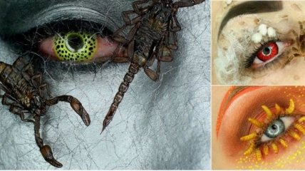 Художница создает необычный макияж с мертвыми насекомыми (Фото)