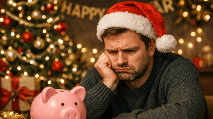 Чоловік засмучений на Новий рік