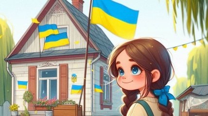 Девочка с флагом Украины