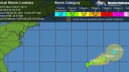 В Атлантике сформировался тропический шторм "Лоренцо"