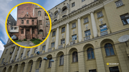 До колишнього будинку товариства «Саламандра» прилягає двоповерхова будівля