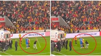 Уболівальник розбив голову воротареві прапорцем: матч довелося зупинити (відео)