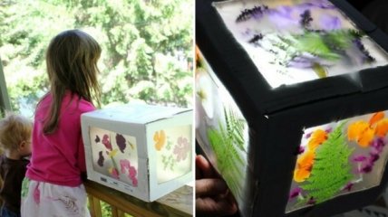 Поделки из коробок: цветочный 3D витраж из бумаги для детей