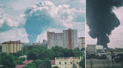 Над Воронежом поднимается столб дыма