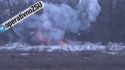 Кадр із відео ураження бліндажу бойовиків