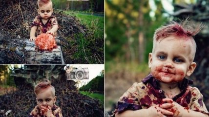 Мама подарила сыну на первый день рождения фотосессию в образе зомби (Фото)