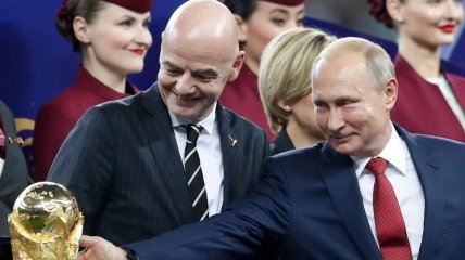 Президент ФИФА Джанни Инфантино и владимир путин на ЧМ-2018