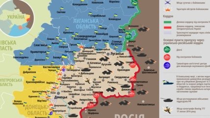 Карта АТО на востоке Украины (15 марта)