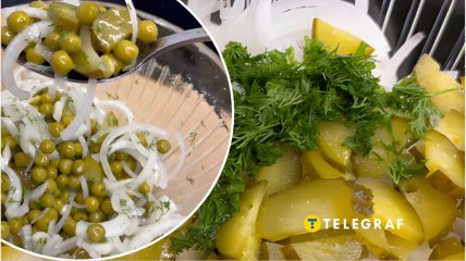 Салат из зеленого горошка и огурцов