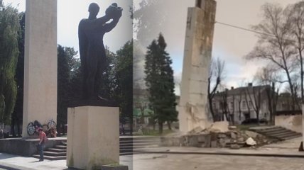"Далі буде": на Львівщині знесли пам’ятник радянським солдатам (відео)