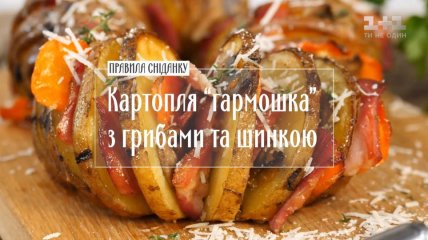 Картопля "гармошка" з грибами і шинкою - Правила сніданку