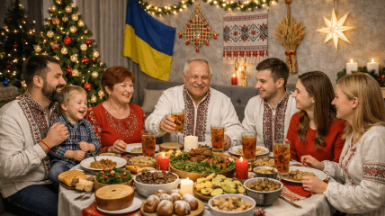 Родина за столом на Святвечір