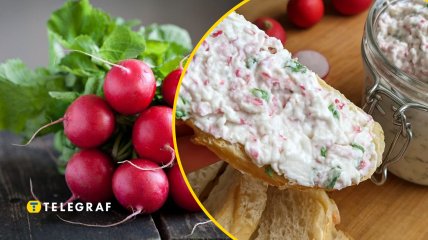 Закуска з редиски з крем-сиром та цибулею