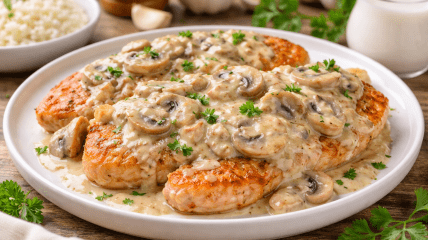 Отбивные с грибным соусом