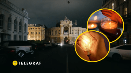 Темная Одесса, лампочка и свечи