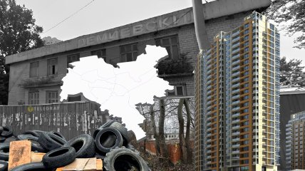 На арендованном под строительство участке складировали шины. Фото Колаж "Телеграфа"