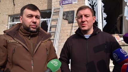 Главарь боевиков "ДНР" Денис Пушилин и Андрей Турчак