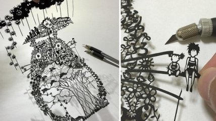 Японский художник вручную вырезает нереально детальные бумажные картины (Фото) 
