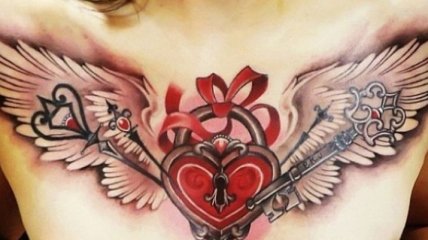 Стильные татуировки с изображением замка и ключа (Фото)