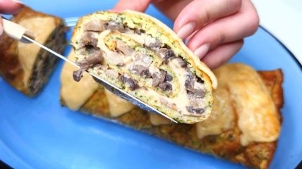Кабачковий рулет з грибною начинкою — найкраща сезонна закуска