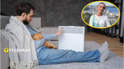 Мужчина у обогревателя