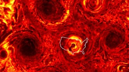 Вихрь размером с США: на Южном полюсе Юпитера зарождается новый шторм
