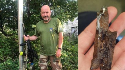 Виктор Ожогин показал огромный, с пол-ладони, осколок снаряда, который вытащили из него в госпитале