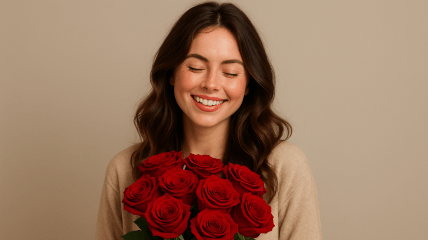 Дівчина з букетом квітів